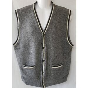 Gap Vintage 90s Lambswool Gray White Black Geometric Knit Sweater Vest Mens XL